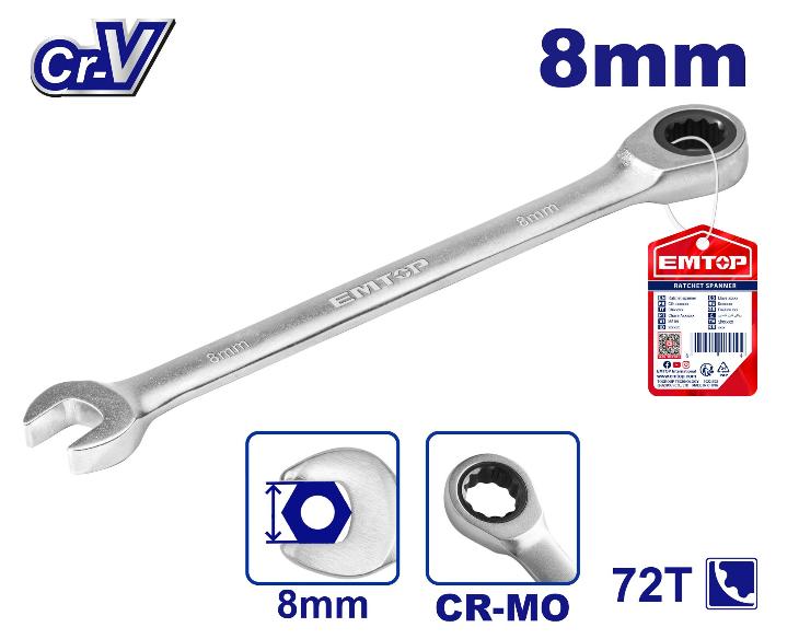 LLAVE COMBINADA CON RATCHET 8mm ECSPAR081