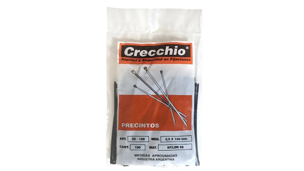 PRECINTOS CRECCHIO 2.5 X 100 mm PACK 100 UNIDADES